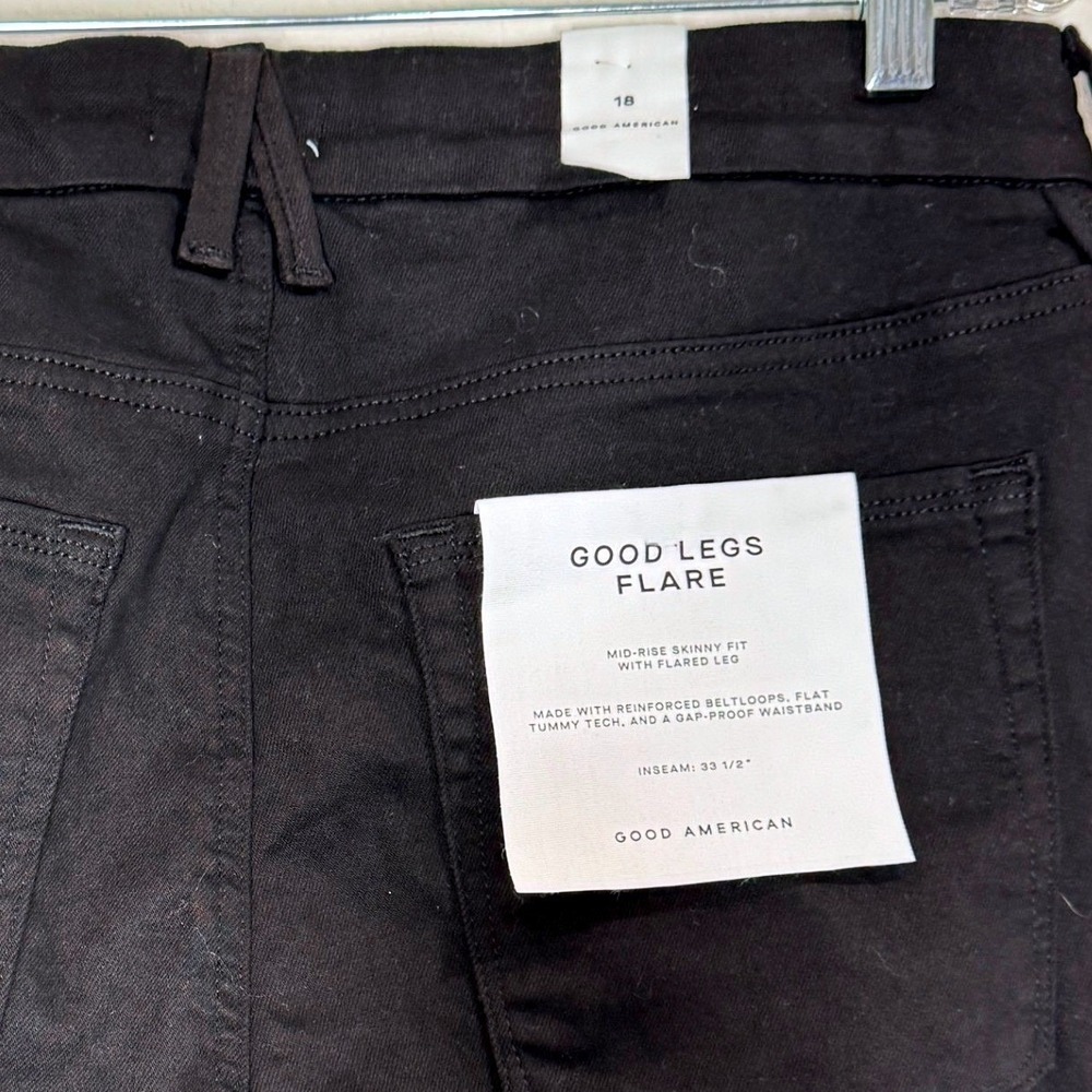 GOOD AMERICAN Good Legs Flare 18 33.5" Inseam Black NEW Mid-Rise Skinny Fit - Picture 6 of 9